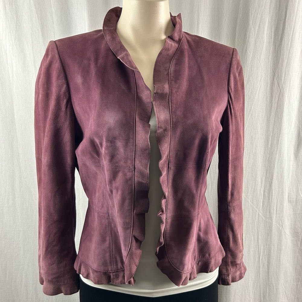 Anne Klein Plum Color Soft Suede Open Jacket 4 - Picture 1 of 11